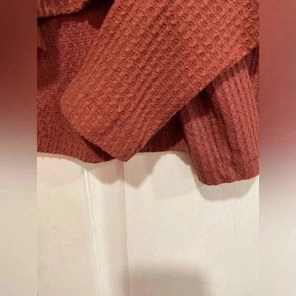 Wild Fable Mauve Pink Button Front Waffle Knit Thermal Cropped Cardigan Size XS - Picture 5 of 10